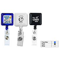 Cord Square Retractable Badge Reel and Badge Holder with Metal Slip Clip Attachment